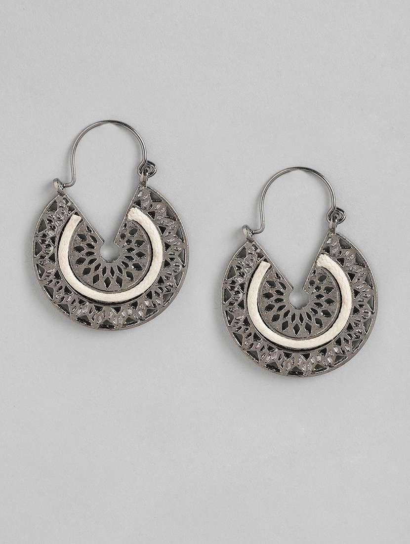 silver metal drop earrings