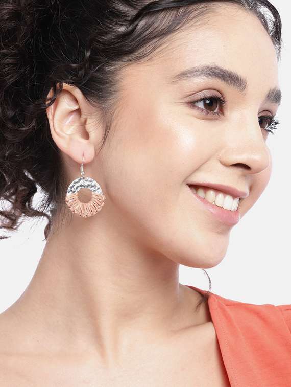 brown metal drop earring - 18513856 - Standard Image - 1