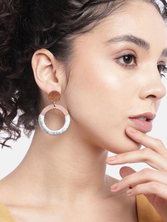 silver wood drop earring - 18513859 - Standard Image - 1