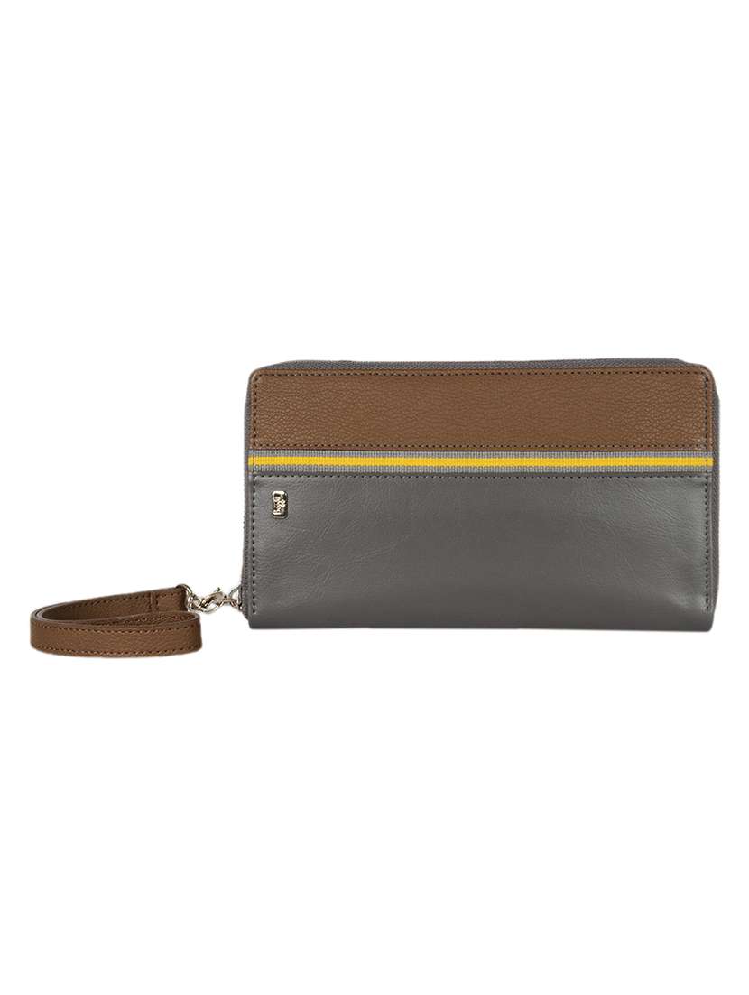 grey color block wallet