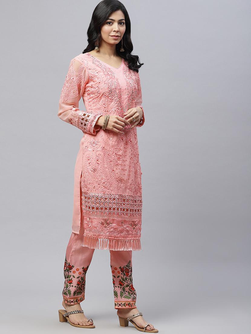 embroidered unstitched straight pant suit set - 18515072 - Standard Image - 1