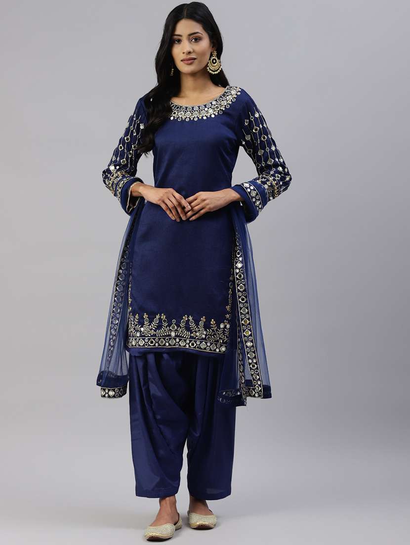 embroidered unstitched salwar suit set