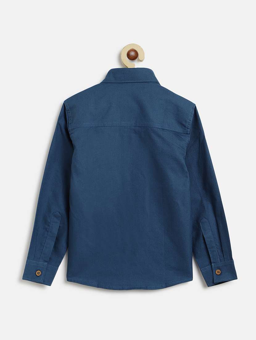 solid blue cotton casual shirt - 18515417 -  Standard Image - 1