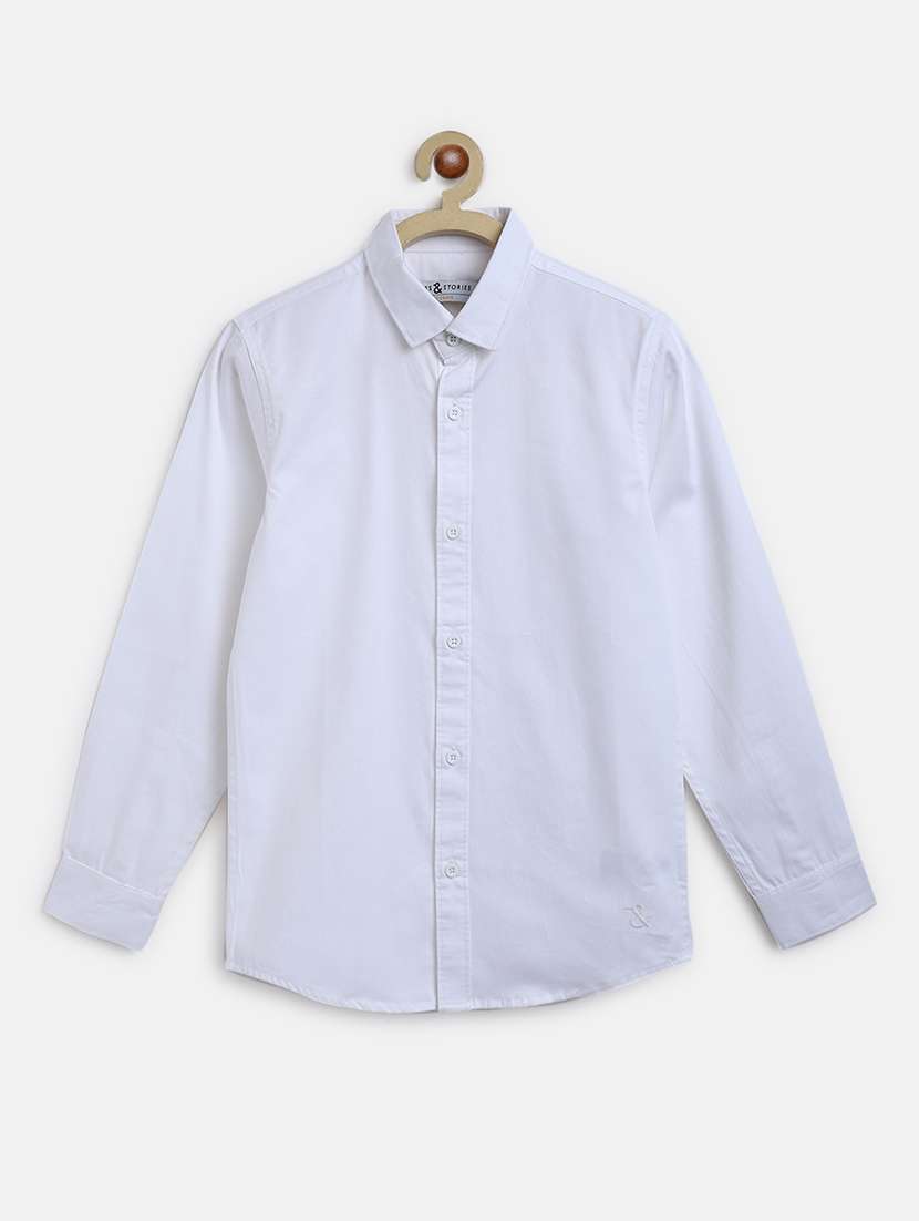 solid white cotton casual shirt