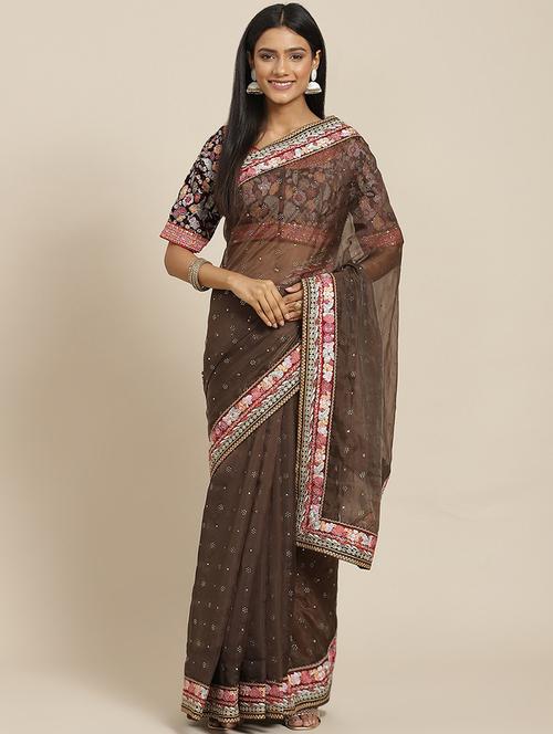 women's embroidered saree with blouse - 18515692 -  Standard Image - 0