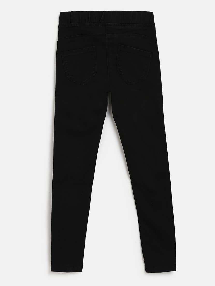 Girls Black Solid Jegging - 18516081 -  Standard Image - 1