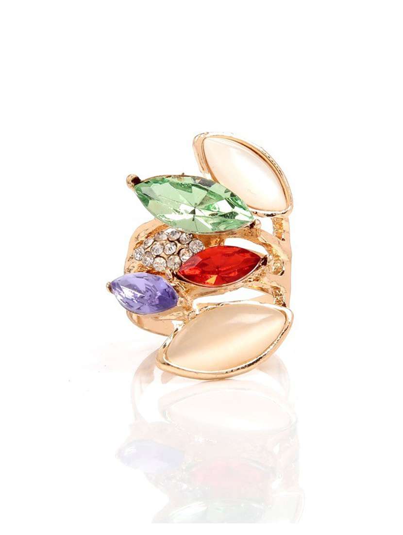 multi colored gold plated finger ring