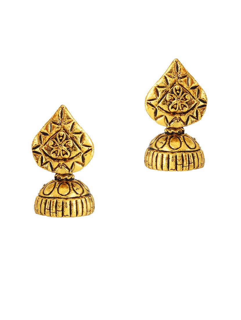 gold metal jhumka earring