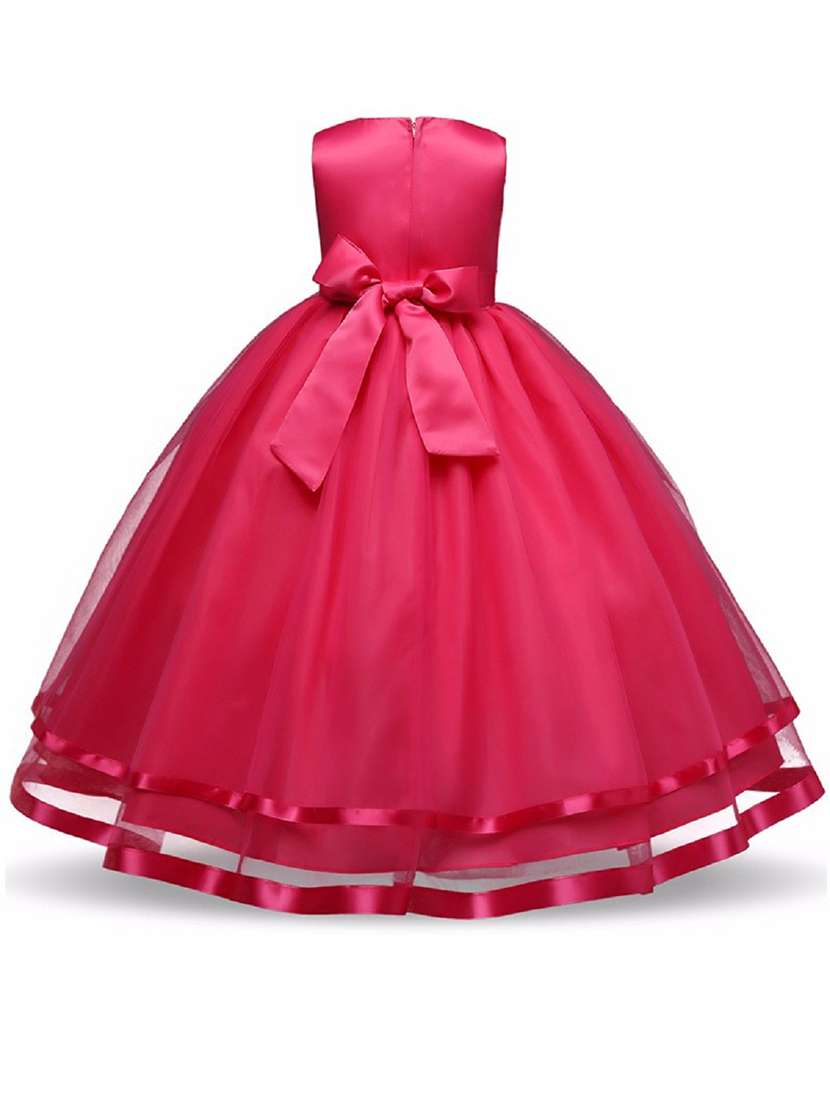 girls round neck embellished party gown - 18517098 -  Standard Image - 1