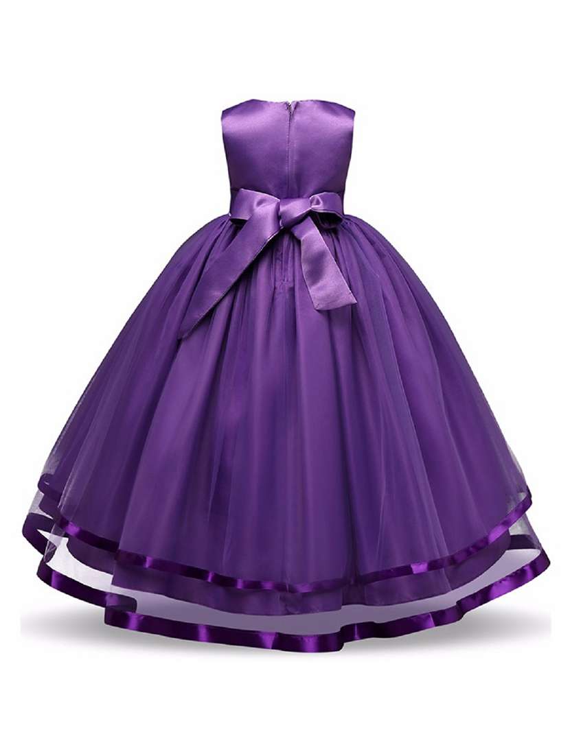 girls round neck embellished party gown - 18517102 -  Standard Image - 1