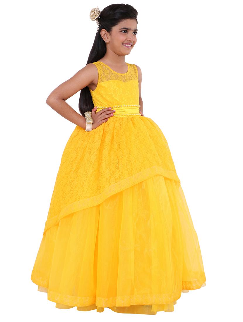 girls round neck embellished layered party gown - 18517120 -  Standard Image - 1
