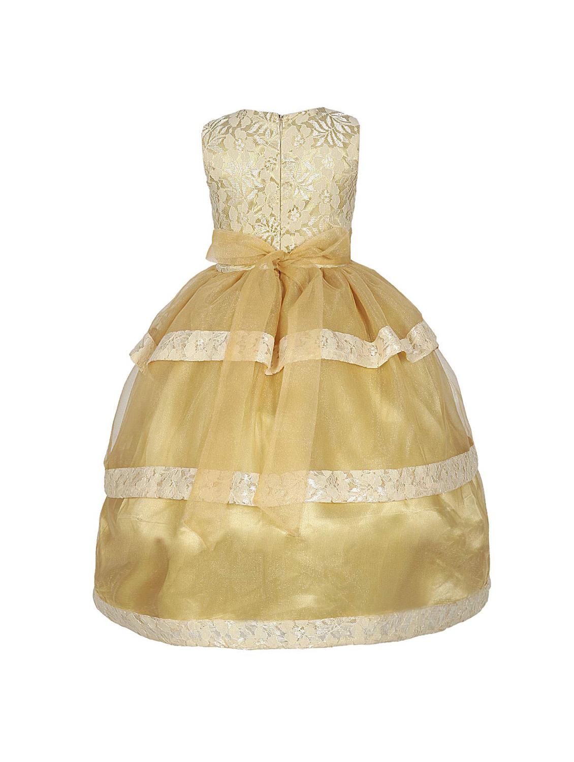 girls round neck embellished layered party gown - 18517148 - Standard Image - 1