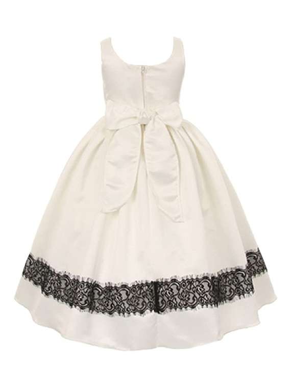 girls round neck lace detailed box pleated party gown - 18517236 -  Standard Image - 1