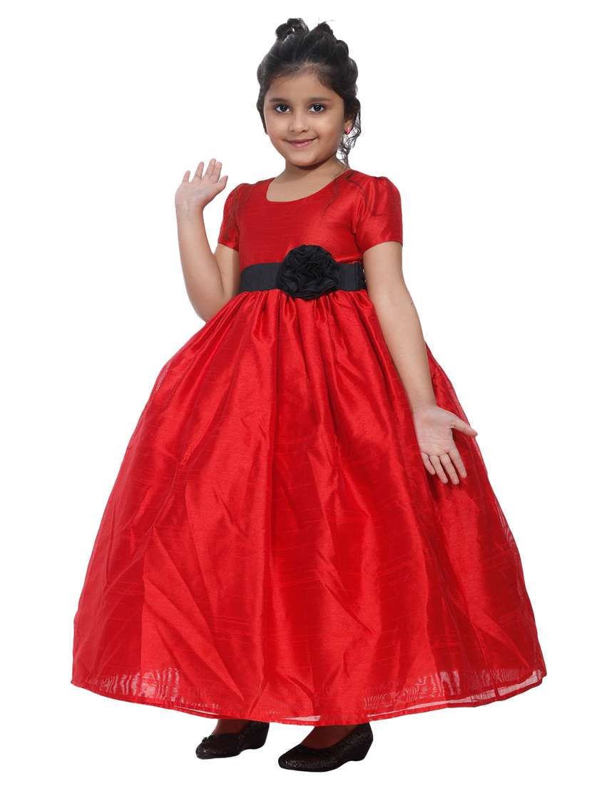 girls round neck embellished flared party gown - 18517275 -  Standard Image - 1
