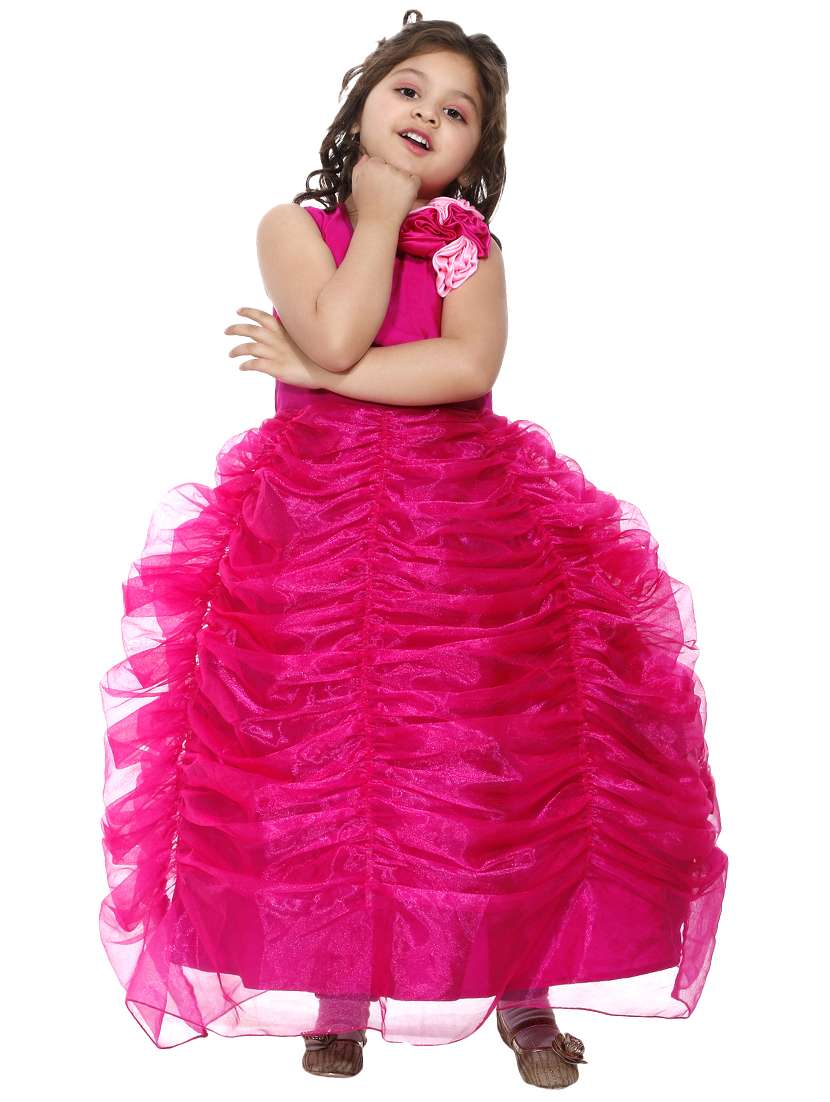 girls round neck embellished layered party gown - 18517276 -  Standard Image - 1