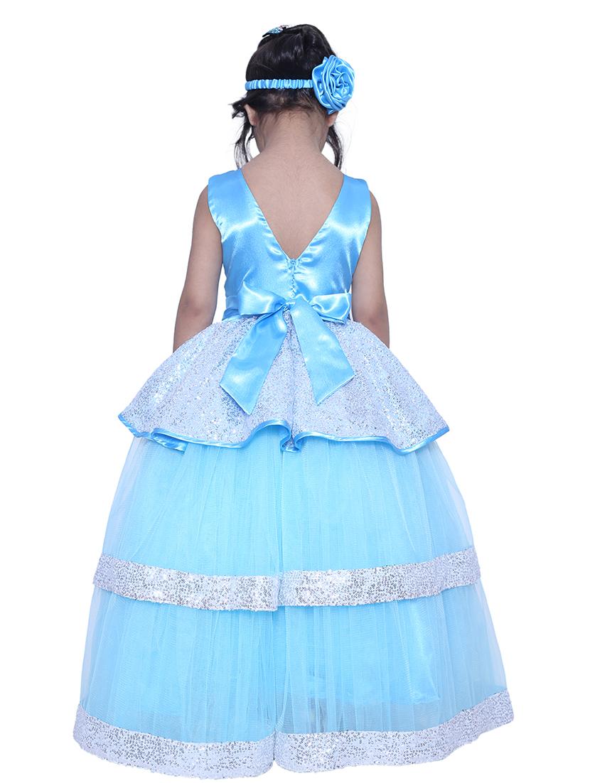 girls round neck embellished layered party gown - 18517333 -  Standard Image - 1