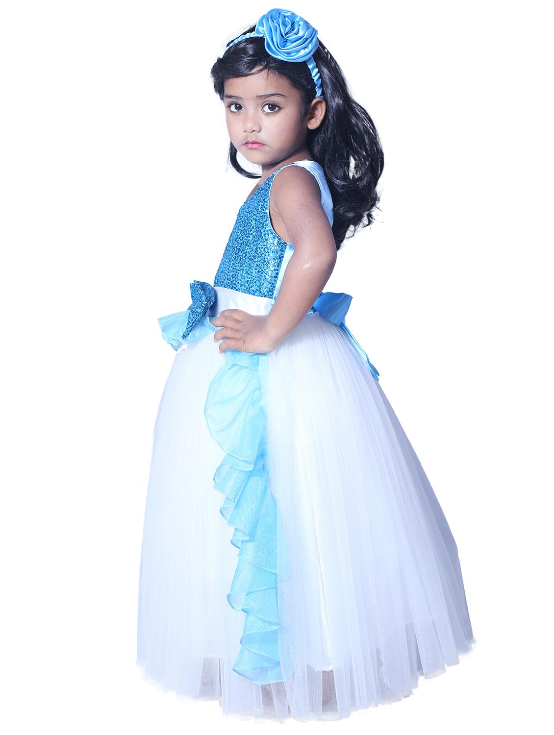 girls round neck embellished layered party gown - 18517360 -  Standard Image - 1