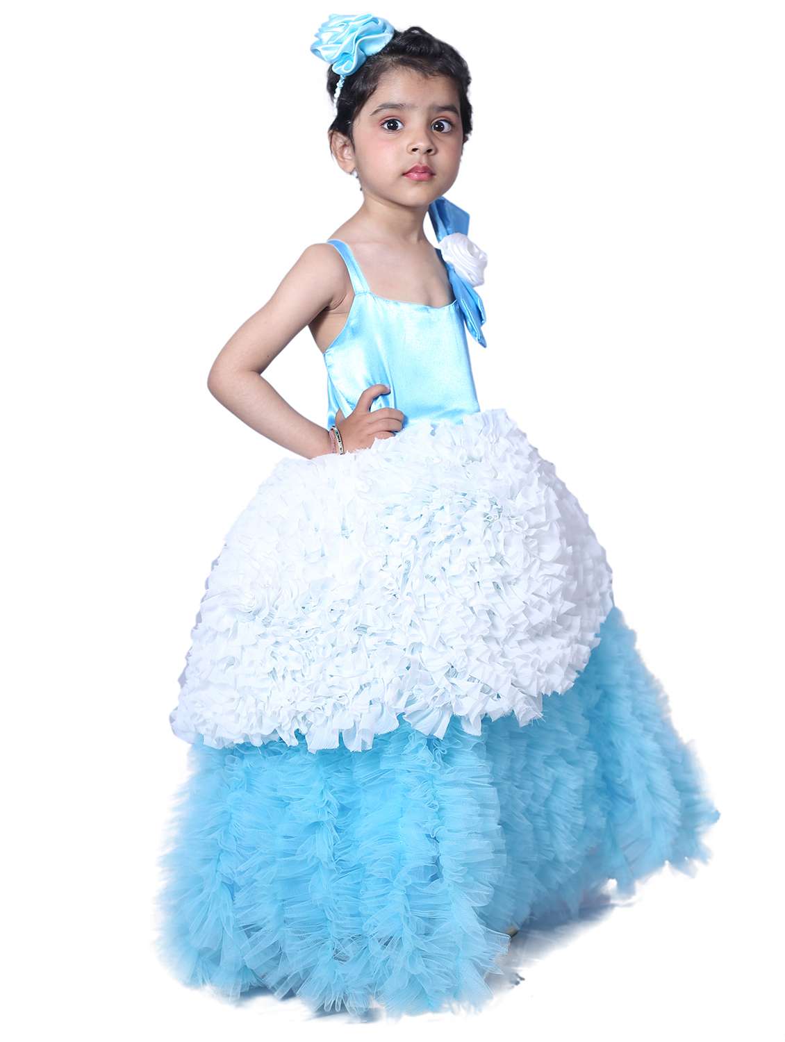 girls light  blue embellished layered party gown - 18517361 -  Standard Image - 1