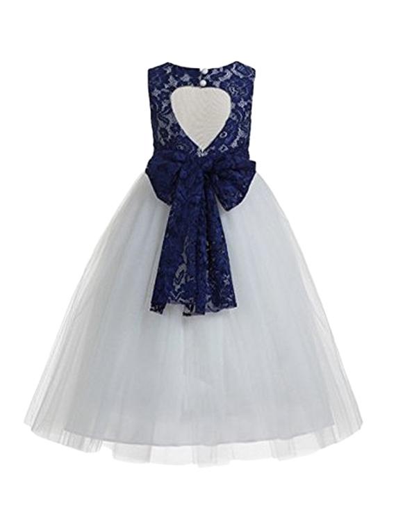 girls round neck embellished flared party gown - 18517414 - Standard Image - 1