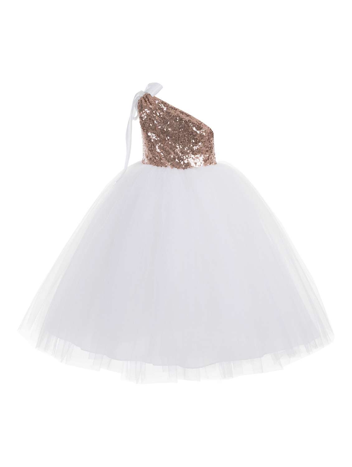 girls asymmetric neck single shoulder frock - 18517463 -  Standard Image - 1