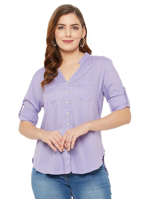 mandarin collar solid regular shirt - 18517598 -  Standard Image - 0