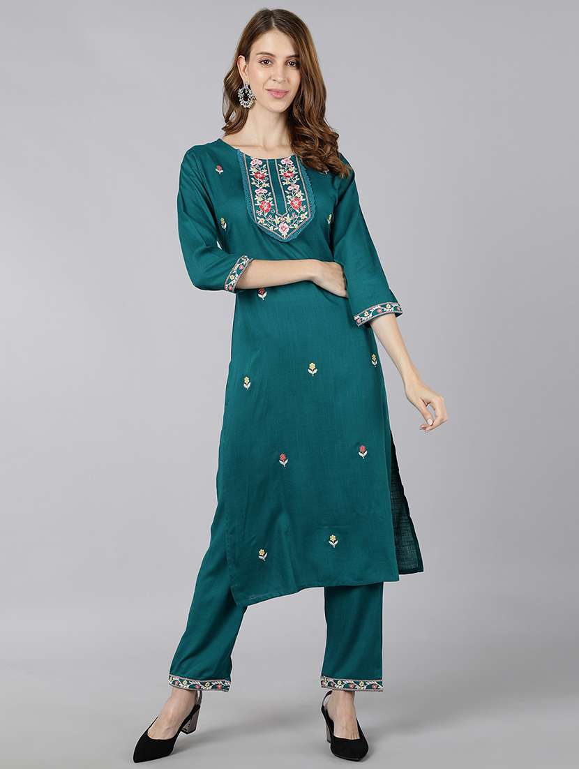 embroidered kurta pant set
