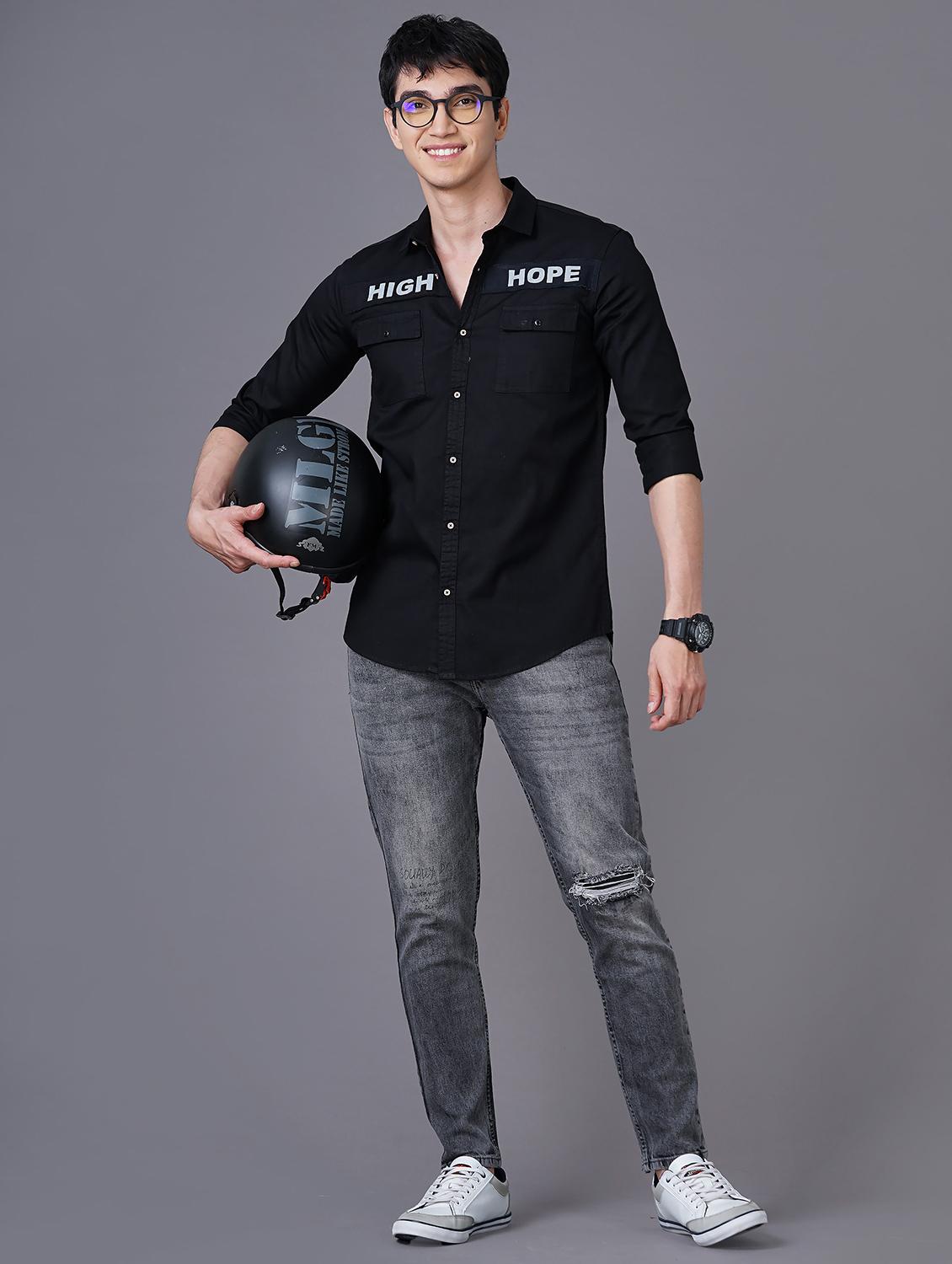 black typographic casual shirt - 18517707 - Standard Image - 4