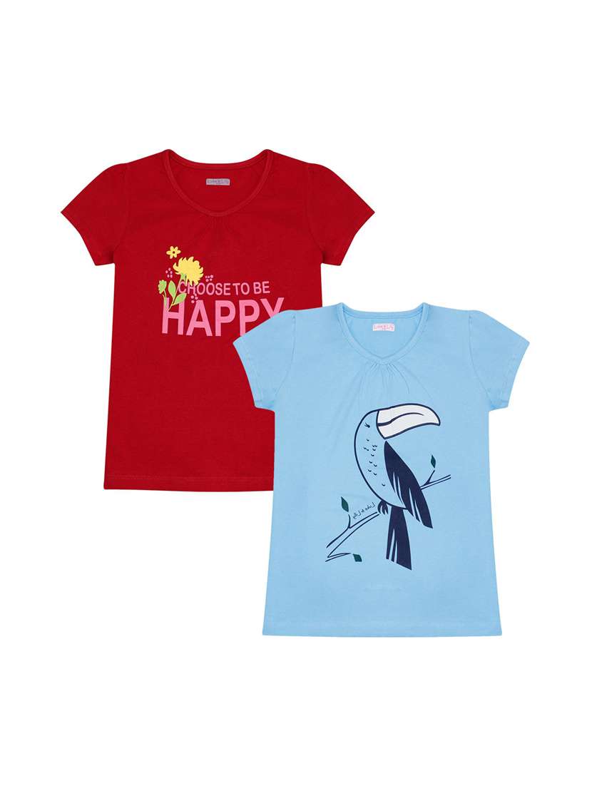 girls pack of 2 graphic print regular tee