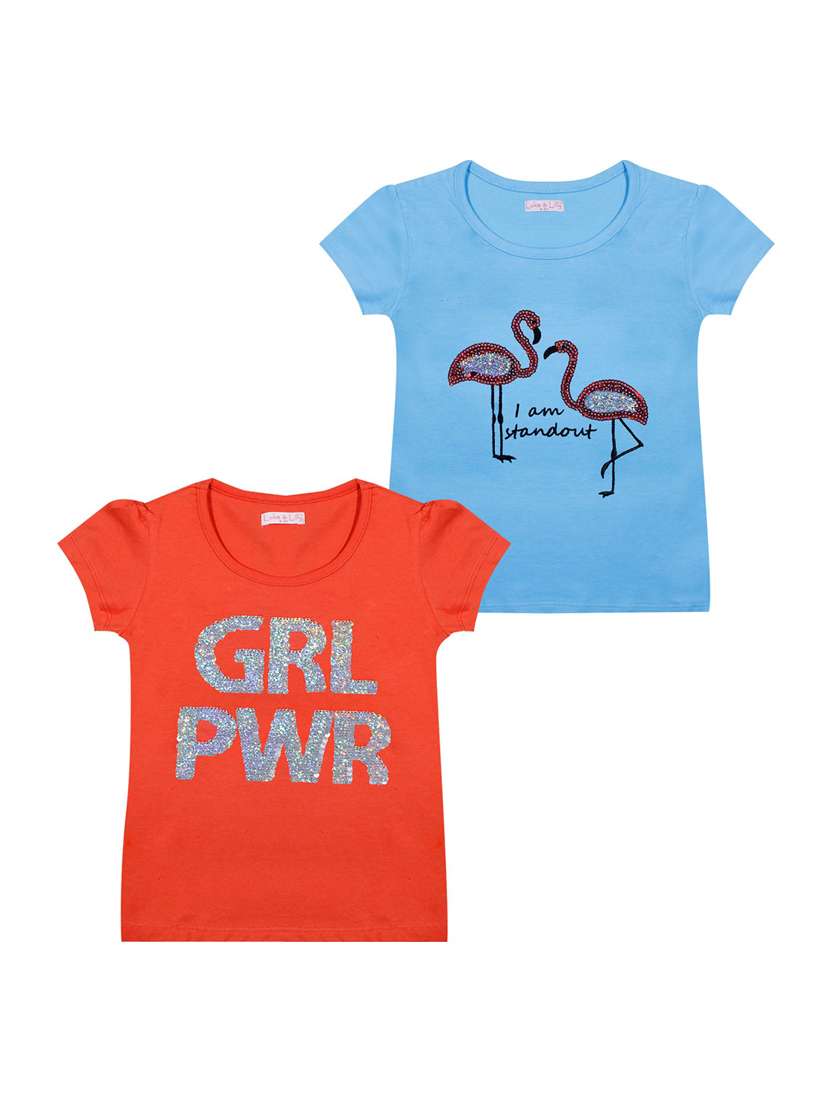 girls pack of 2 graphic print regular tee