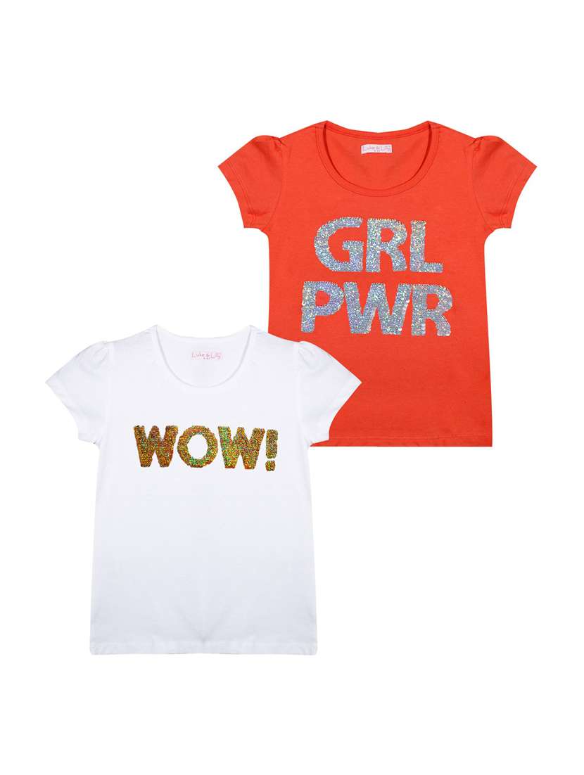 girls pack of 2 embellished regular tee