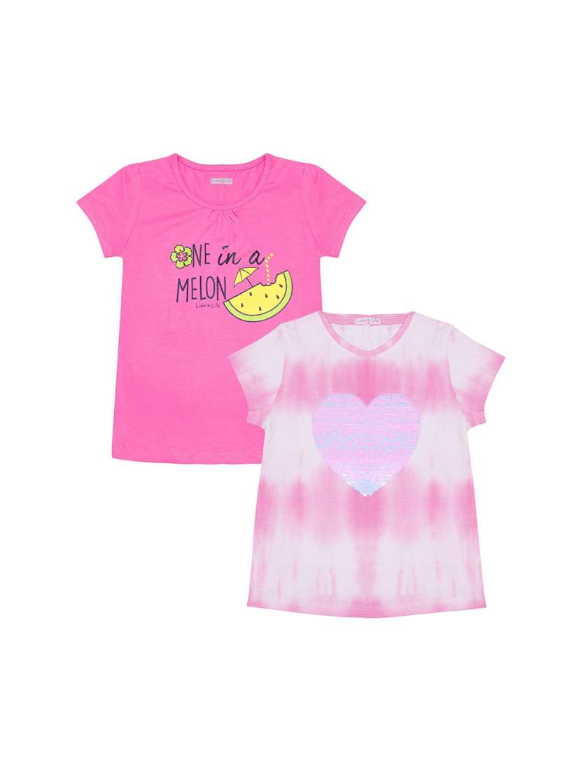 girls pack of 2 graphic print regular tee