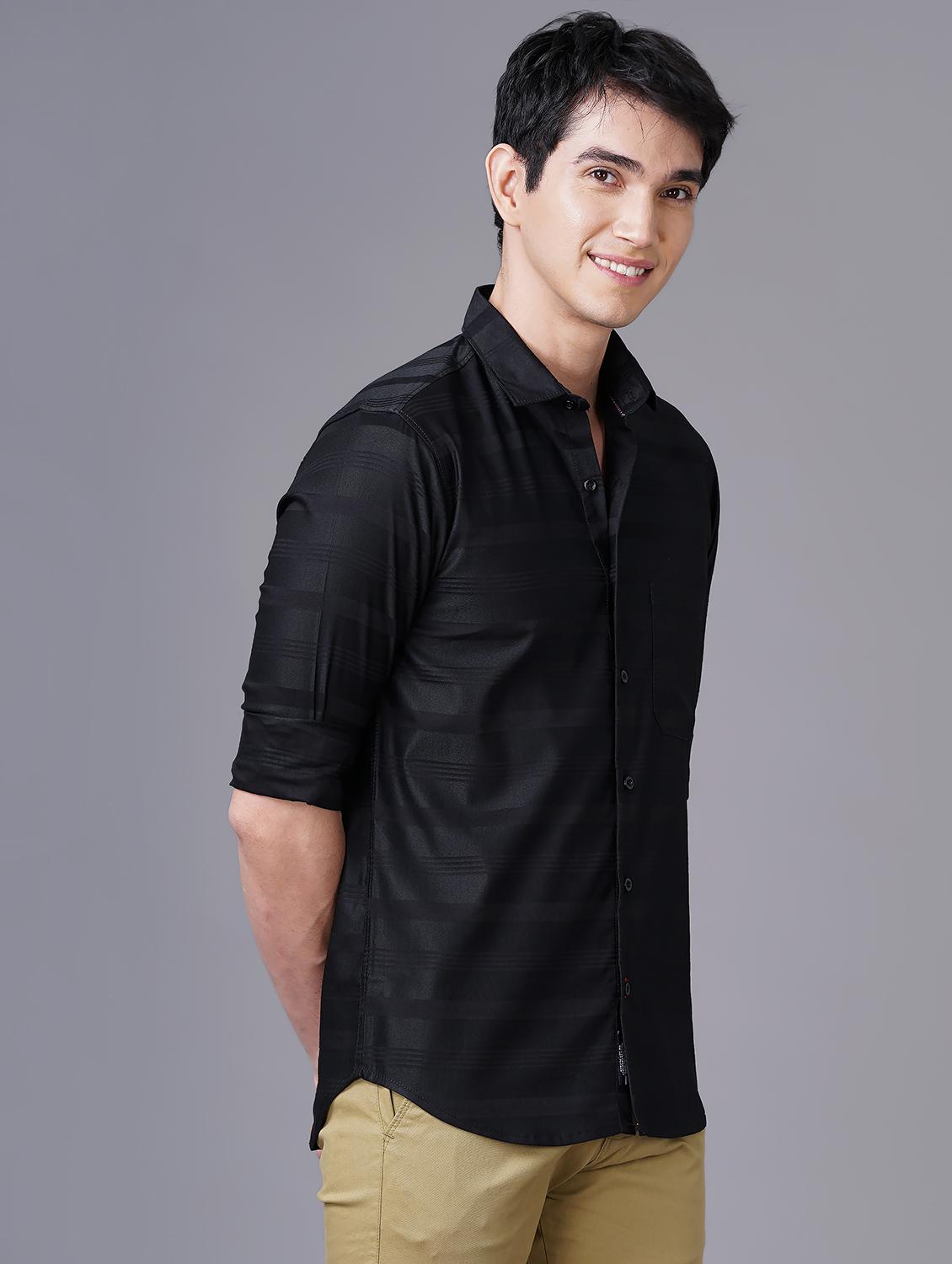 black striped casual shirt - 18518102 - Standard Image - 1