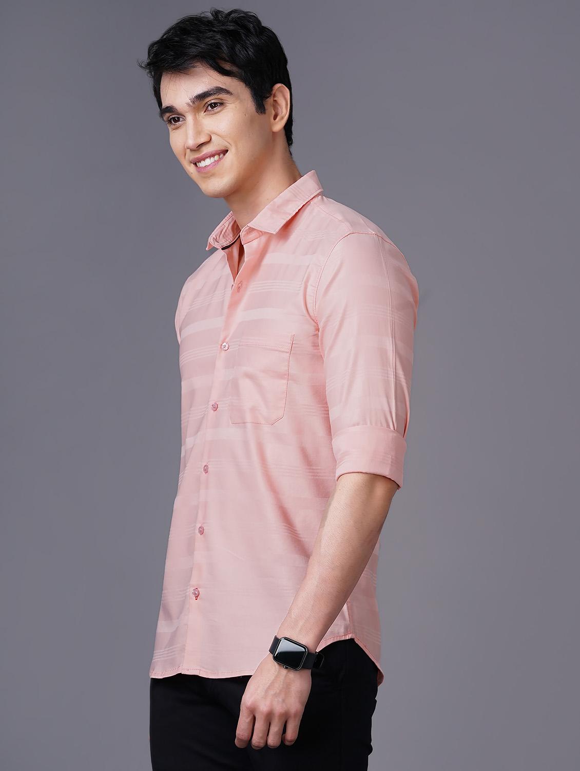 pink striped casual shirt - 18518106 - Standard Image - 1