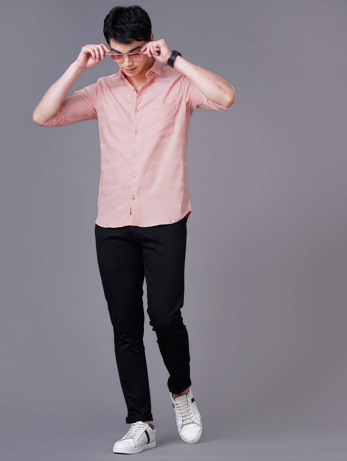 pink striped casual shirt - 18518106 - Standard Image - 4