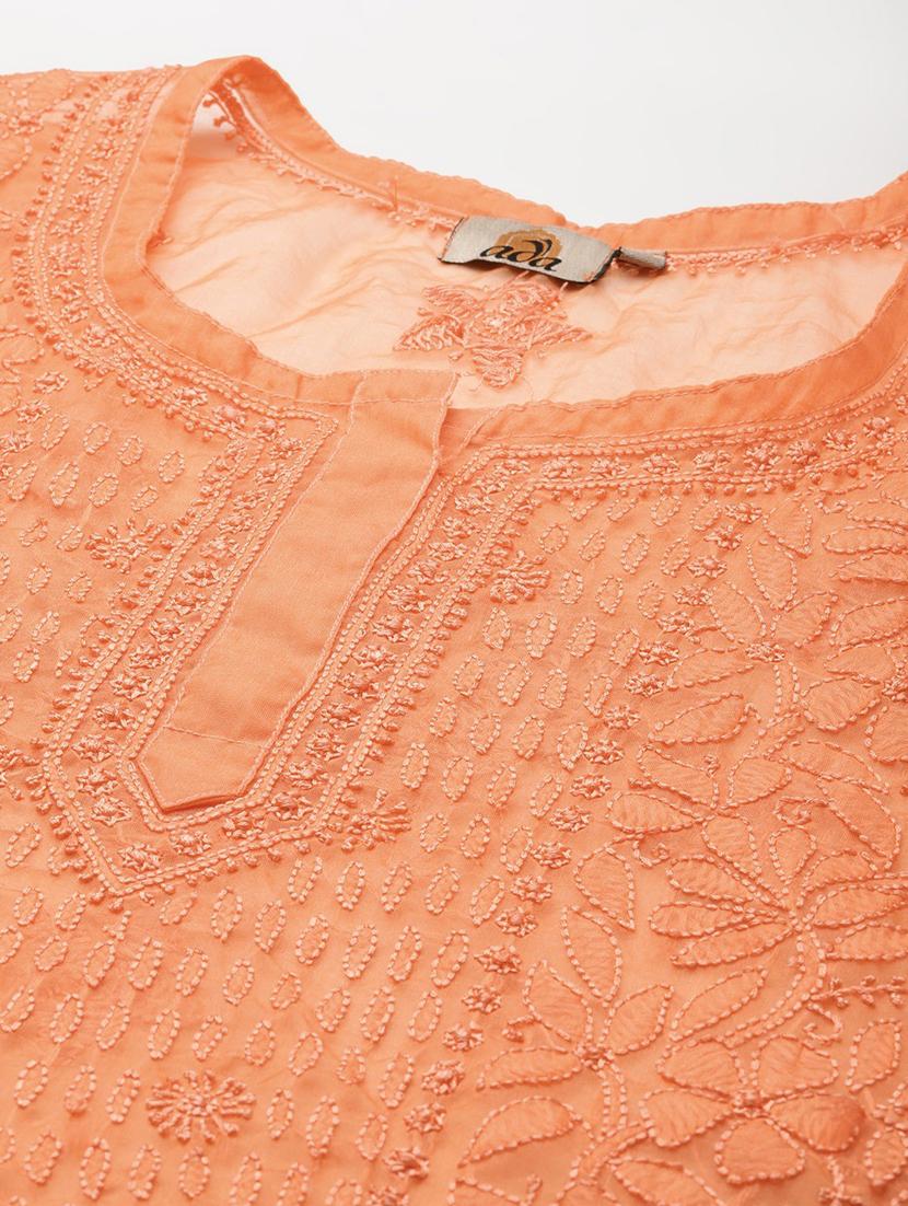 women chikankari straight short kurti - 18518378 -  Standard Image - 4