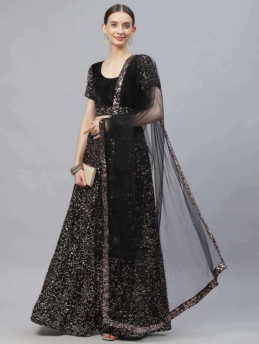 lehenga choli and dupatta with sequence work