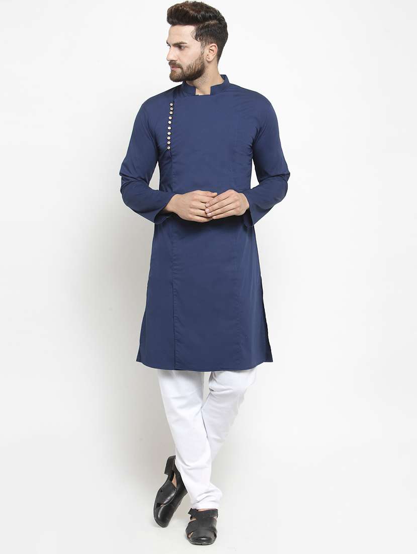 navy solid long kurta