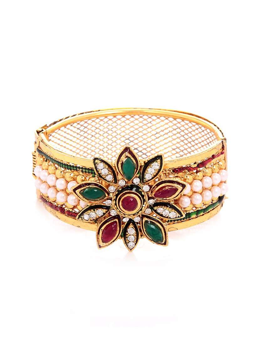 gold plated beaded bangle bracelet 