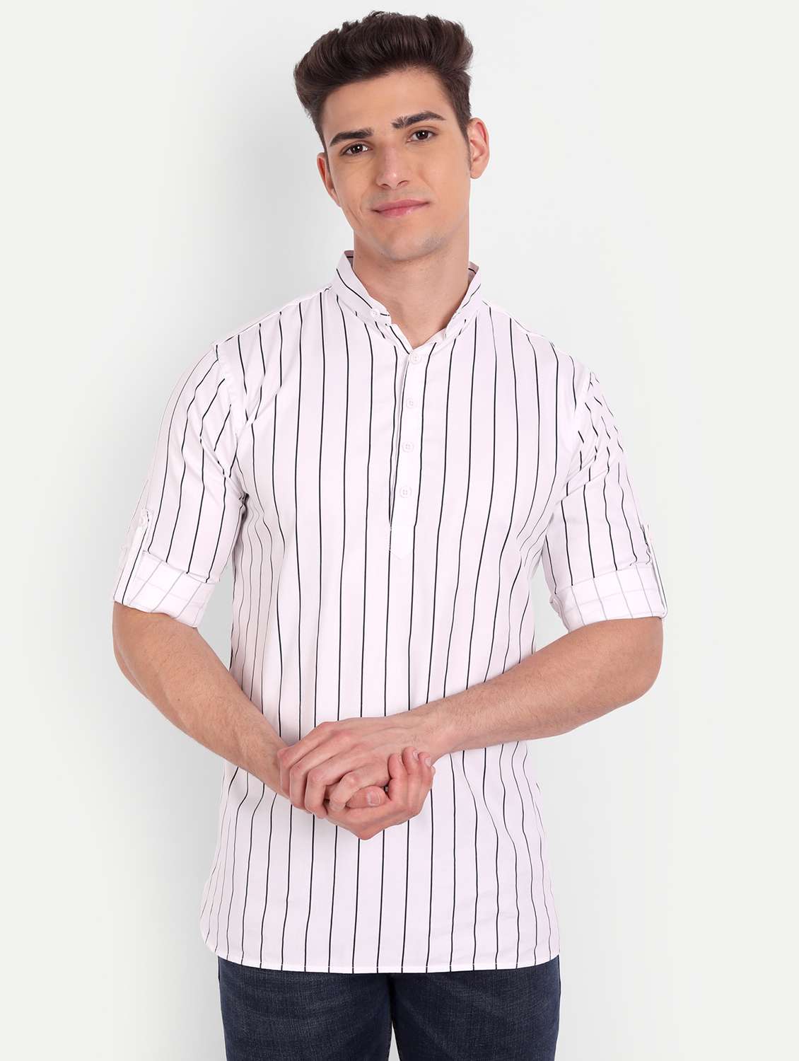 white striped short kurta