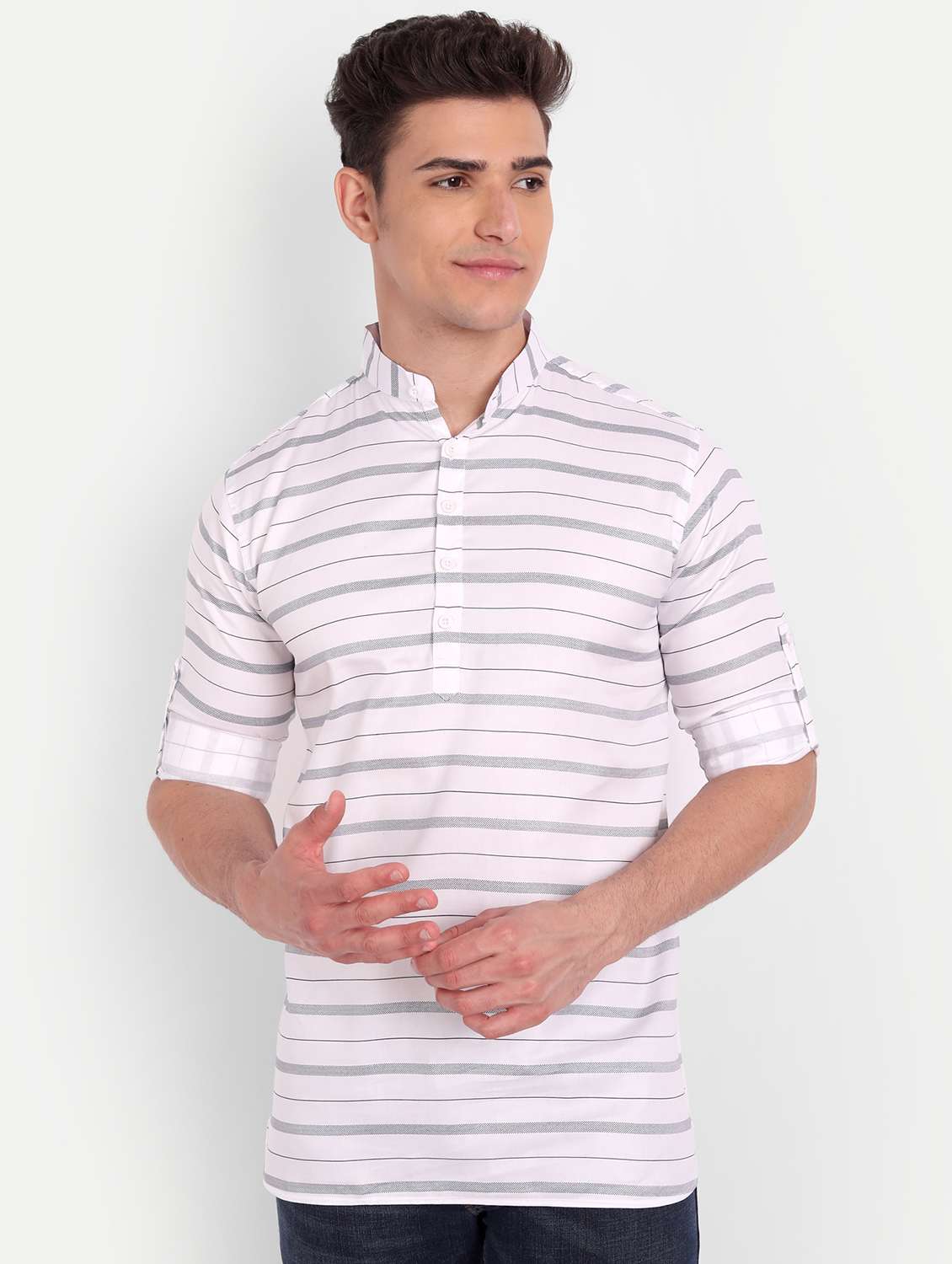 white striped short kurta