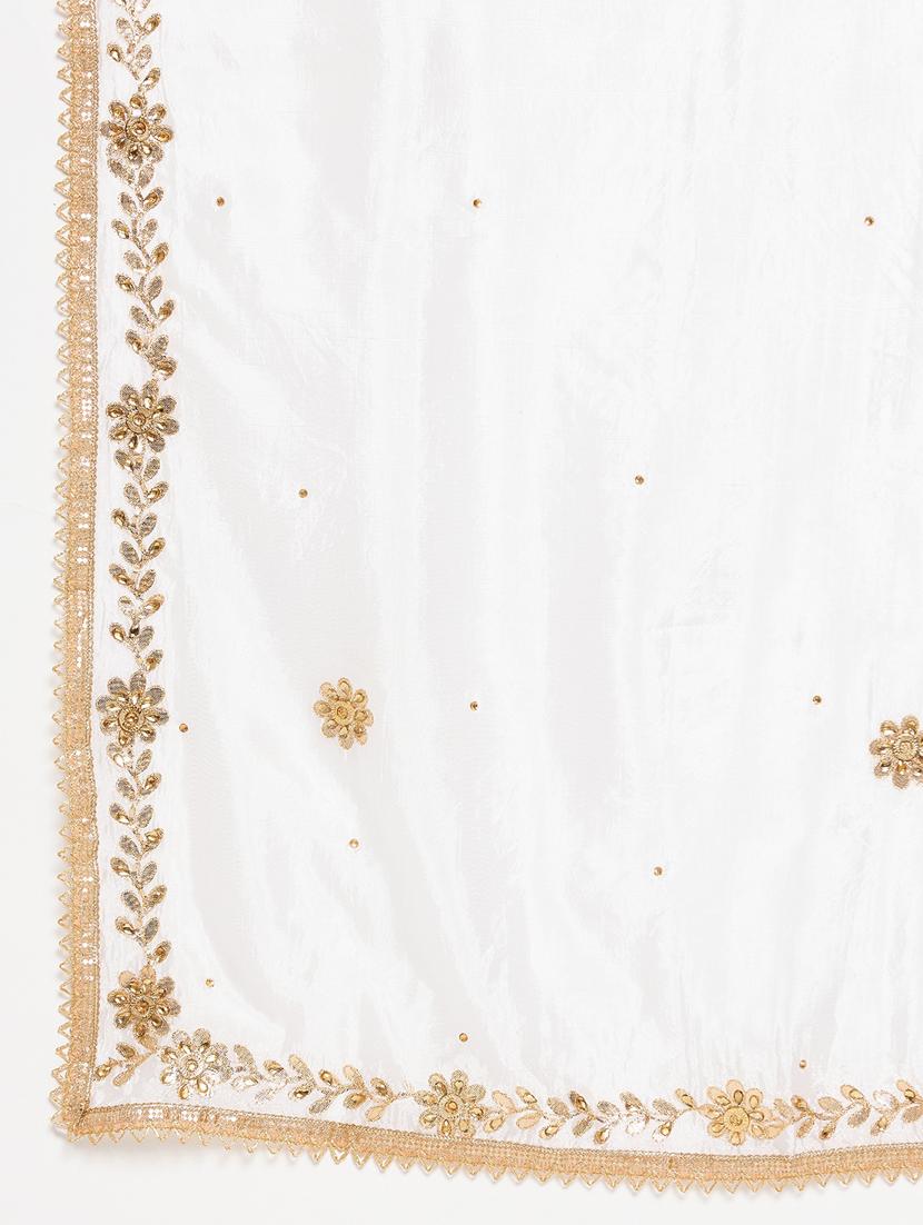 white silk blend dupatta - 18519299 - Standard Image - 4