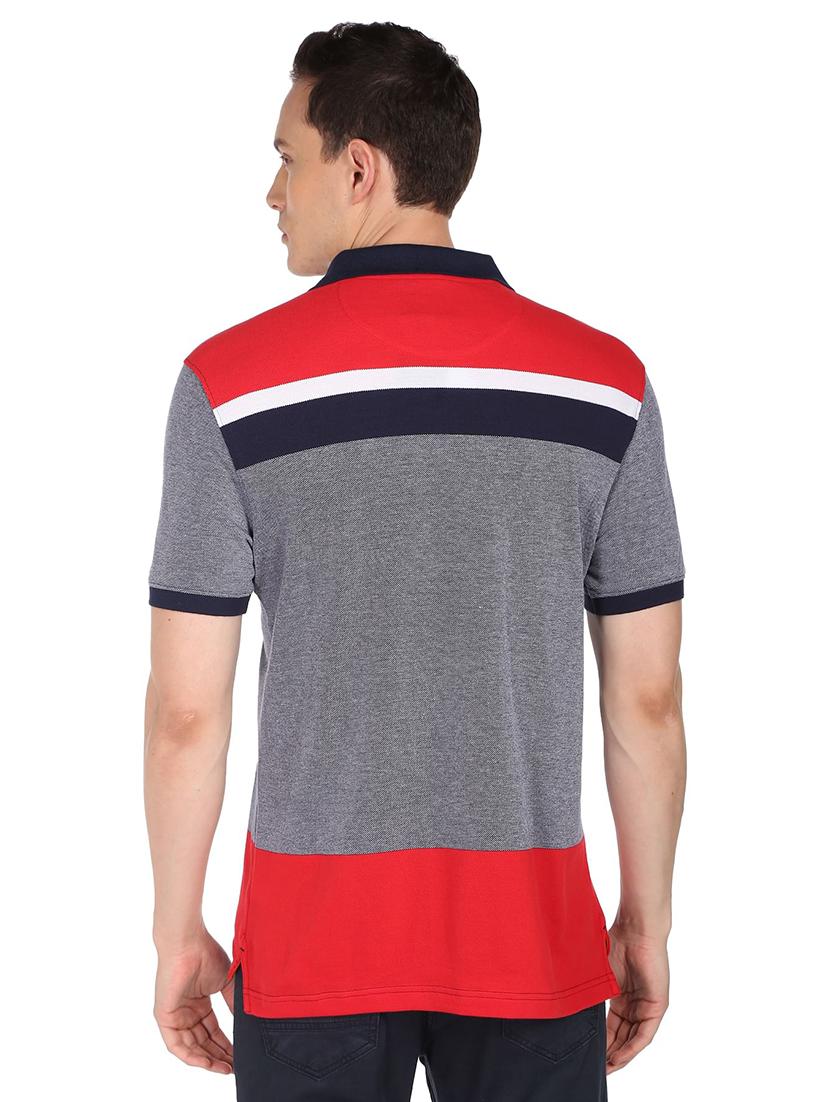multi colored color blocked polo t-shirt - 18519385 - Standard Image - 1