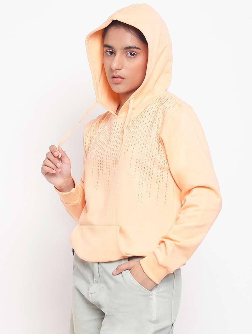 chest print hood neck sweatshirt - 18519535 -  Standard Image - 1