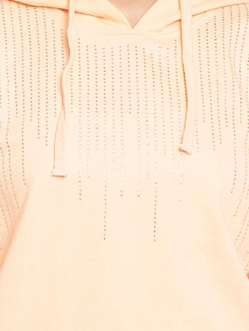 chest print hood neck sweatshirt - 18519535 -  Standard Image - 4