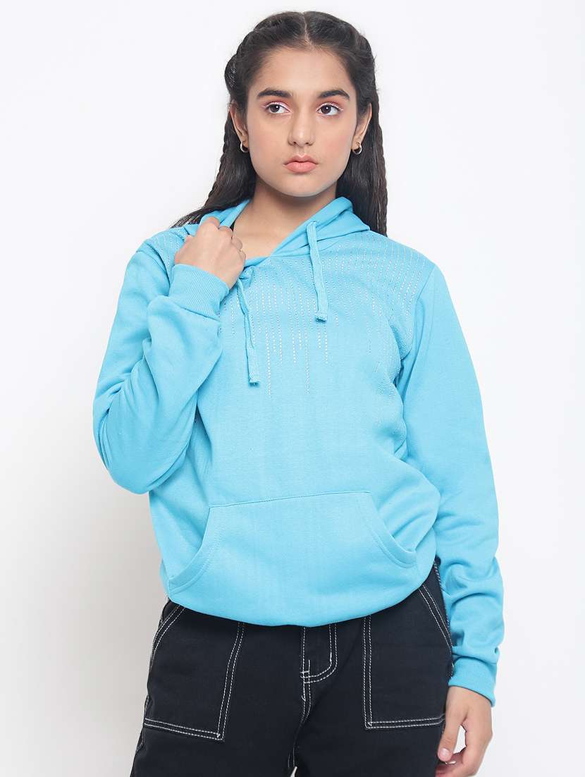 front print hood neck sweatshirt