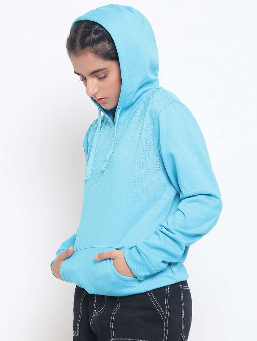front print hood neck sweatshirt - 18519536 -  Standard Image - 1