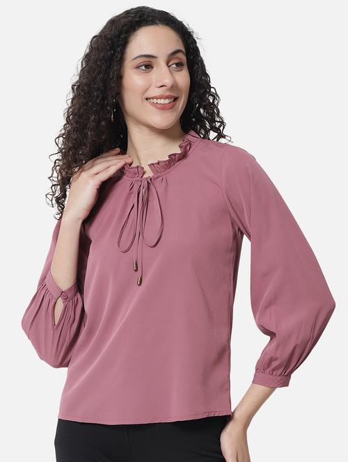 women's straight tie-up neck top - 18519549 - Standard Image - 0