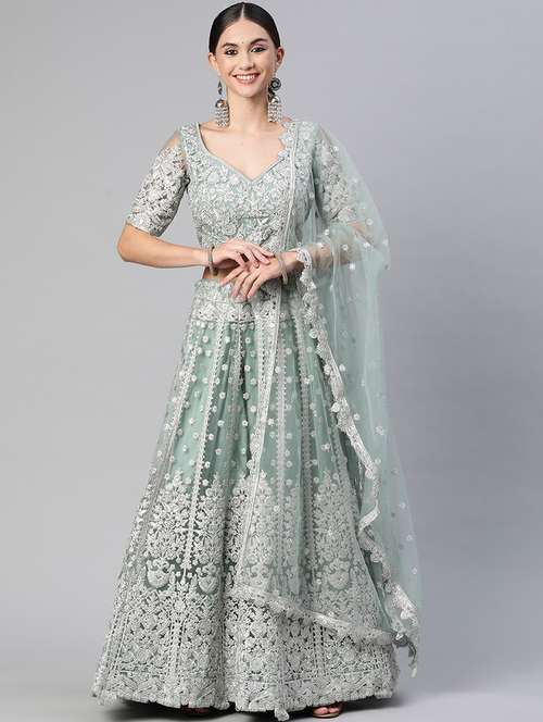 embroidered semi-stitched lehenga choli with dupatta 