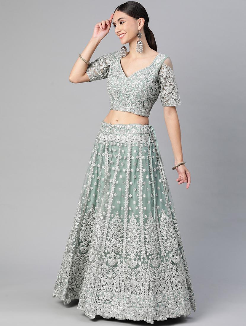embroidered semi-stitched lehenga choli with dupatta  - 18519654 -  Standard Image - 1