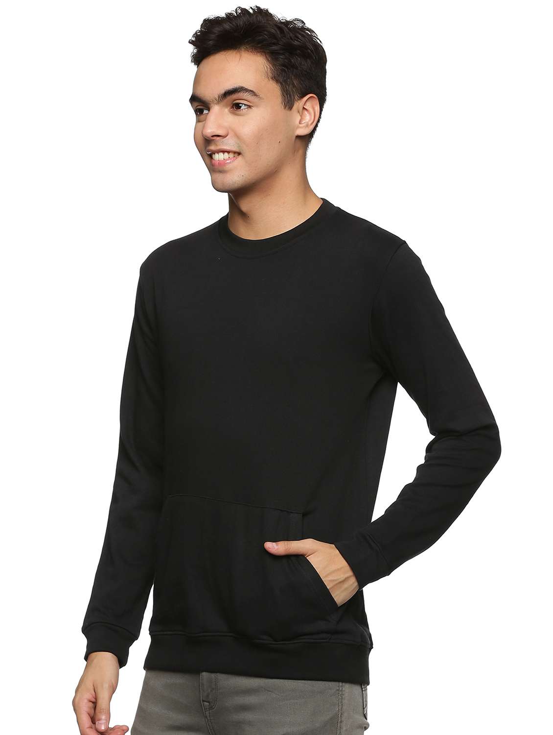 black solid sweatshirt - 18519782 - Standard Image - 1